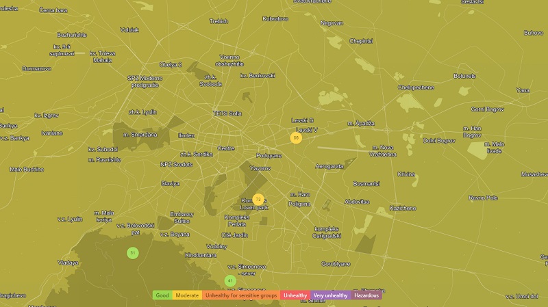 Завишени нива за запрашаване на въздуха в София са отчетени