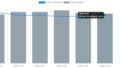Цената на природния газ в сегмента пазар ден напред на