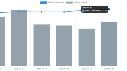 Цената на природния газ в сегмента пазар ден напред на